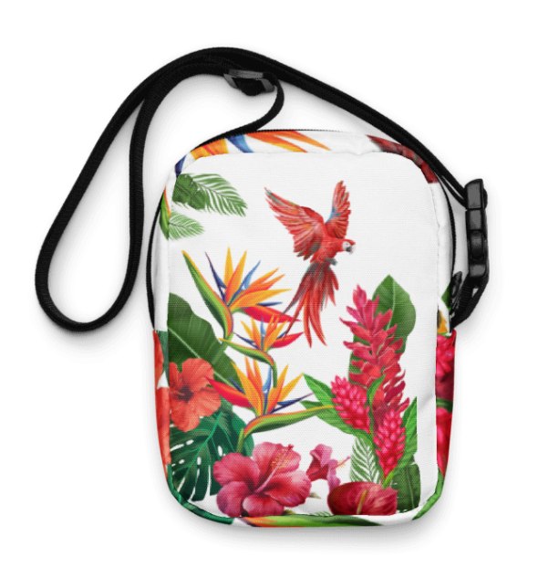 Scarlet Macaw Tropical Paradise Should Bag- Wearable Art Crossbody Bag for Women - Bold Tropical Print Bag