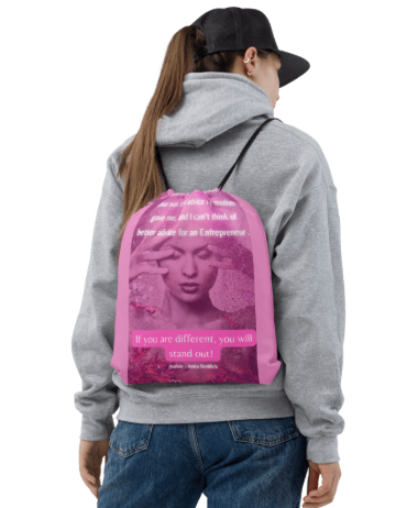 If You Are Different You Will Stand Out, Bold Pink All Over Print Drawstring Bag with Inspirational Quote for Women Who Dare to Be Seen