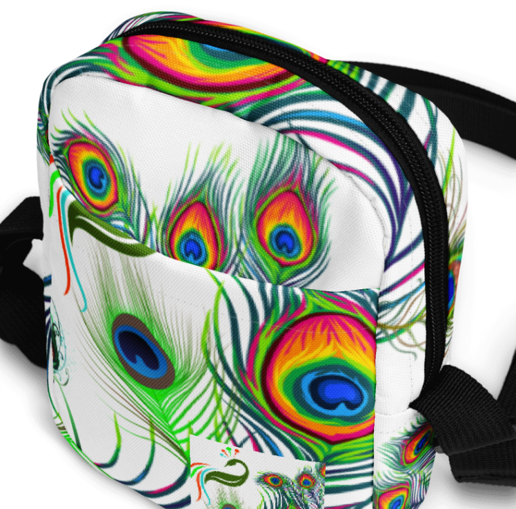 Wings of Transformation Shoulder Bag - Wearable Art Crossbody Bag for Women - Bold Peacock Butterfly Print Two Sided Bag