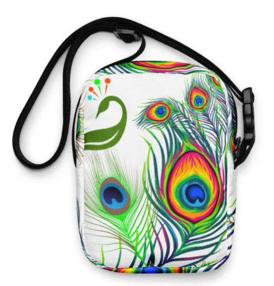 Wings of Transformation Shoulder Bag - Wearable Art Crossbody Bag for Women - Bold Peacock Butterfly Print Two Sided Bag