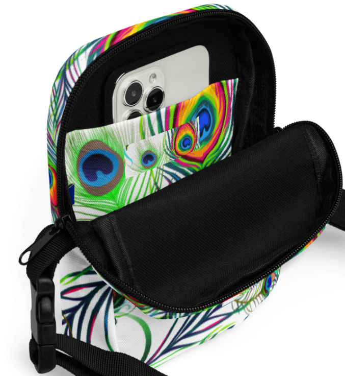 Wings of Transformation Shoulder Bag - Wearable Art Crossbody Bag for Women - Bold Peacock Butterfly Print Two Sided Bag