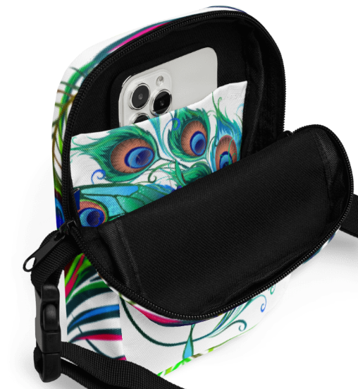 Wings of Transformation Shoulder Bag - Wearable Art Crossbody Bag for Women - Bold Peacock Butterfly Print Two Sided Bag