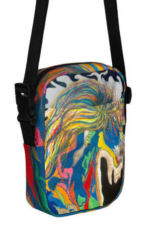 A Horse of a Different Kind Shoulder Bag — Original Art Crossbody Bag by Debbie Kingsley, Bold Rainbow Horse Painting, Two Sided Wearable Art Bag for Women