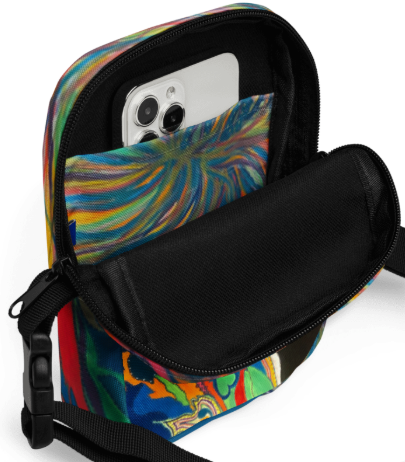A Horse of a Different Kind Shoulder Bag — Original Art Crossbody Bag by Debbie Kingsley, Bold Rainbow Horse Painting, Two Sided Wearable Art Bag for Women
