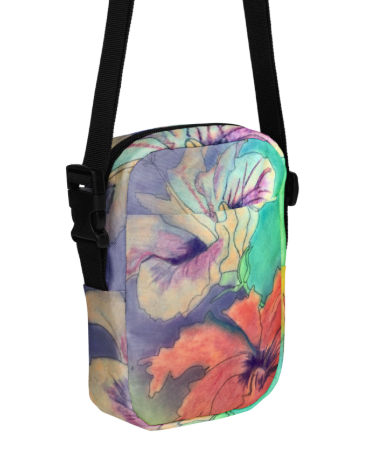 Hibiscus Dreams Shoulder Bag - Wearable Art Shoulder Bag for Women - Soft Watercolor Hibiscus Print Utility Bag