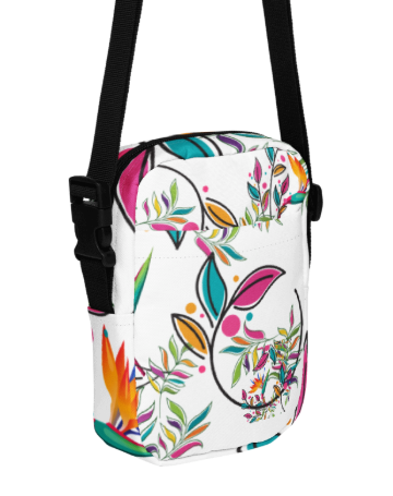 Bird of Paradise Botanical Garden Shoulder Bag — Bold Tropical Botanical Art Crossbody Bag for Women, Colorful Swirl Leaf and Bird of Paradise Tote, Wearable Art Crossbody Bag