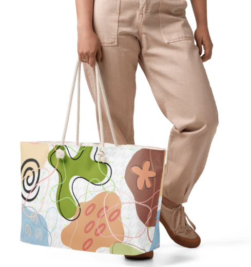 Free Form Fantasy Weekender Tote Bag - Wearable Art Tote Bag for Women - Bold Abstract Print Bag with Two Unique Sides