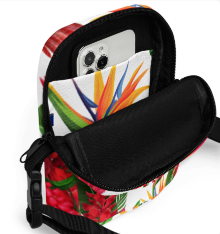 Scarlet Macaw Tropical Paradise Should Bag- Wearable Art Crossbody Bag for Women - Bold Tropical Print Bag