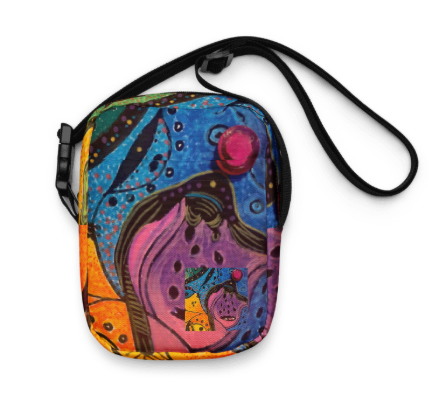 Looking Through Abstract Eyes Shoulder Bag - Original Art Crossbody Bag for Women - Bold Colorful Abstract Face Print Utility Bag by Debbie Kingsley