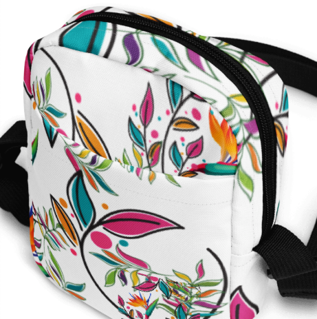 Bird of Paradise Botanical Garden Shoulder Bag — Bold Tropical Botanical Art Crossbody Bag for Women, Colorful Swirl Leaf and Bird of Paradise Tote, Wearable Art Crossbody Bag