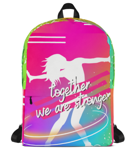 Stronger Together Rainbow Dancer All Over Print Backpack - Wearable Art Backpack for Women - Bold Rainbow Empowerment Print Backpack