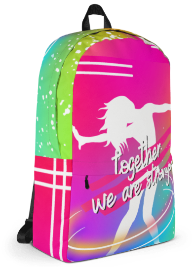 Stronger Together Rainbow Dancer All Over Print Backpack - Wearable Art Backpack for Women - Bold Rainbow Empowerment Print Backpack