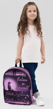 Believe In Yourself Purple Galaxy Backpack — Bold Glowing Moon Meditation Silhouette Art Bag for Women Who Are Ready to Trust Themselves Completely