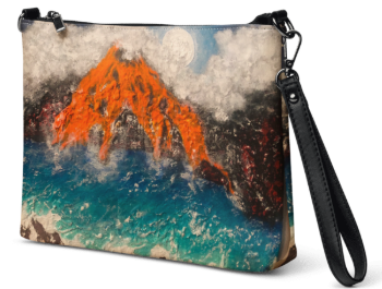 Kilauea by Debbie Kingsley Wristlet - Original Art Wristlet for Women - Bold Volcano Ocean Painting Print Wristlet Bag