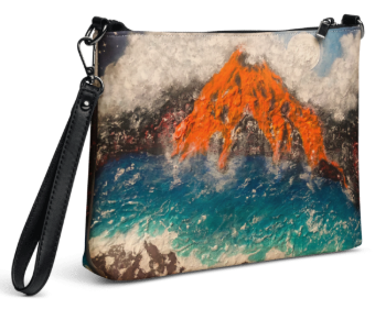 Kilauea by Debbie Kingsley Wristlet - Original Art Wristlet for Women - Bold Volcano Ocean Painting Print Wristlet Bag