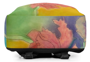 Hibiscus Dreams Minimalist Backpack — Bold Tropical Hibiscus Watercolor Art Backpack for Women, Soft Rainbow Hibiscus Painting Backpack, Wearable Art Bag