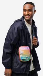 Standing at the Edge of Everything Shoulder Bag — Original Seascape Art Crossbody Bag for Women, Painterly Sunset Ocean Bag, Two Sided Wearable Art Bag