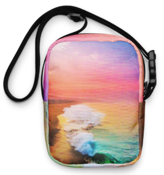 Standing at the Edge of Everything Shoulder Bag — Original Seascape Art Crossbody Bag for Women, Painterly Sunset Ocean Bag, Two Sided Wearable Art Bag