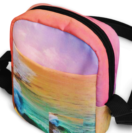 Standing at the Edge of Everything Shoulder Bag — Original Seascape Art Crossbody Bag for Women, Painterly Sunset Ocean Bag, Two Sided Wearable Art Bag
