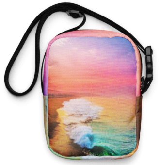 Standing at the Edge of Everything Shoulder Bag — Original Seascape Art Crossbody Bag for Women, Painterly Sunset Ocean Bag, Two Sided Wearable Art Bag