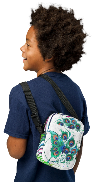 Wings of Transformation Shoulder Bag - Wearable Art Crossbody Bag for Women - Bold Peacock Butterfly Print Two Sided Bag