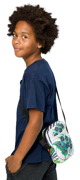 Wings of Transformation Shoulder Bag - Wearable Art Crossbody Bag for Women - Bold Peacock Butterfly Print Two Sided Bag