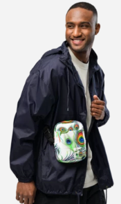 Wings of Transformation Shoulder Bag - Wearable Art Crossbody Bag for Women - Bold Peacock Butterfly Print Two Sided Bag