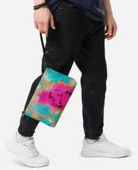 Go For It Girl Wristlet - Wearable Art Wristlet for Women - Bold Teal Pink and Gold Empowerment Print Wristlet Bag
