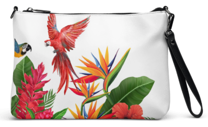 Scarlet Macaw Tropical Paradise Wristlet - Wearable Art Wristlet for Women - Bold Tropical Print Wristlet Bag