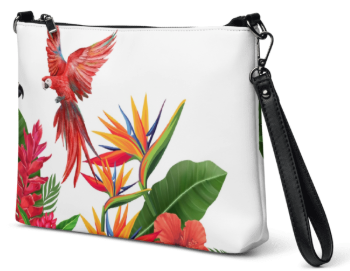 Scarlet Macaw Tropical Paradise Wristlet - Wearable Art Wristlet for Women - Bold Tropical Print Wristlet Bag