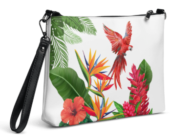 Scarlet Macaw Tropical Paradise Wristlet - Wearable Art Wristlet for Women - Bold Tropical Print Wristlet Bag