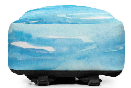 Sea You at the Beach Minimalist Backpack - Wearable Art Backpack for Women - Bold Blue Sea Turtle Ocean Print Backpack