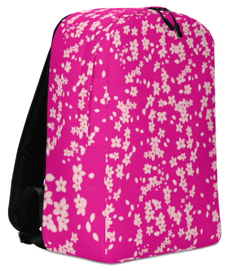Cherry Blossom Pink Minimalist Backpack - Wearable Art Backpack for Women - Bold Hot Pink Cherry Blossom Print Backpack