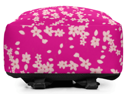 Cherry Blossom Pink Minimalist Backpack - Wearable Art Backpack for Women - Bold Hot Pink Cherry Blossom Print Backpack