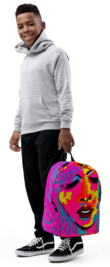 EXOTIKA Abstract Face Art Backpack – Bold Wearable Art Bag for Confident Women