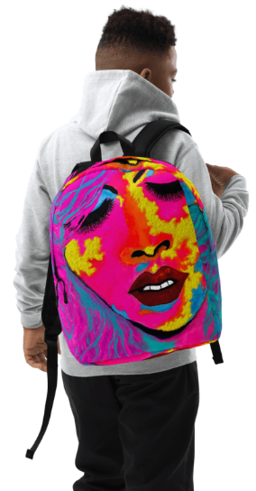 EXOTIKA Abstract Face Art Backpack – Bold Wearable Art Bag for Confident Women