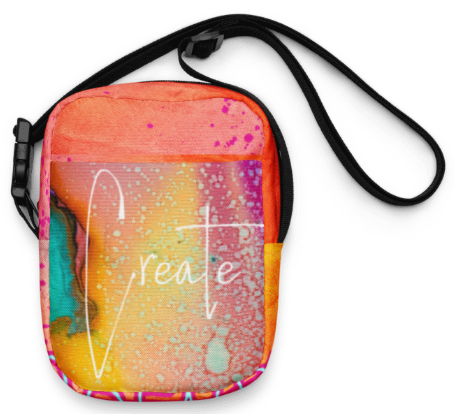 Create and Enjoy the Golden Hour Shoulder Bag - Wearable Art Crossbody Bag for Women - Bold Two Sided Fluid Art and Sunset Print Utility Bag
