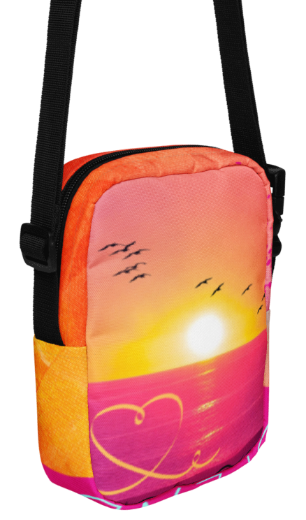 Create and Enjoy the Golden Hour Shoulder Bag - Wearable Art Crossbody Bag for Women - Bold Two Sided Fluid Art and Sunset Print Utility Bag