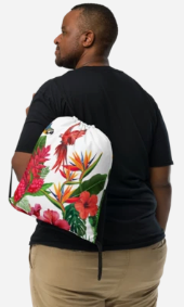 Scarlet Macaw Tropical Paradise Drawstring Bag - Wearable Art Bag for Women - Bold Tropical Print Drawstring Bag