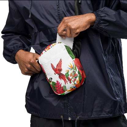 Scarlet Macaw Tropical Paradise Should Bag- Wearable Art Crossbody Bag for Women - Bold Tropical Print Bag