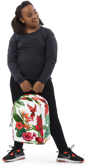 Scarlet Macaw Tropical Paradise Minimalist Backpack - Wearable Art Backpack for Women - Bold Tropical Print Backpack