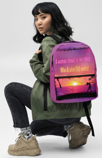 Sunset Silhouette All Over Print Backpack - Wearable Art Backpack for Women - Bold Sunset Print Backpack with Empowering Quote