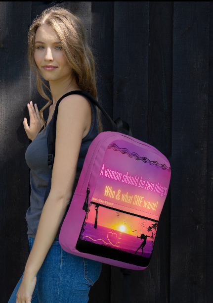 Sunset Silhouette All Over Print Backpack - Wearable Art Backpack for Women - Bold Sunset Print Backpack with Empowering Quote