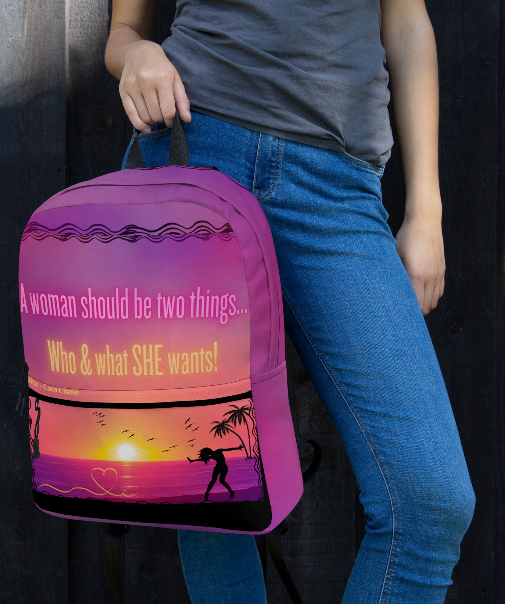 Sunset Silhouette All Over Print Backpack - Wearable Art Backpack for Women - Bold Sunset Print Backpack with Empowering Quote