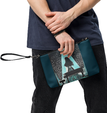 The Moment She Believed In Herself Shoulder Bag Wristlet Clutch Bag — Original Hand Painted Piano Spotlight Art Bag in Deep Teal and Black for Women Who Kept Going Even When They Were Scared