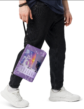It's All Progress Wristlet - Wearable Art Wristlet for Women - Bold Purple Sunset Sea Turtle Inspirational Print Wristlet Bag