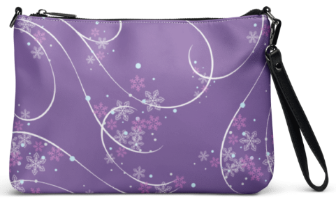 Purple Snowflake Swirl Wristlet Clutch - Elegant Art Bag - Dreamy Floral Purse - Wearable Art Clutch for Women - Feminine Gift for Her