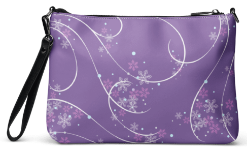 Purple Snowflake Swirl Wristlet Clutch - Elegant Art Bag - Dreamy Floral Purse - Wearable Art Clutch for Women - Feminine Gift for Her