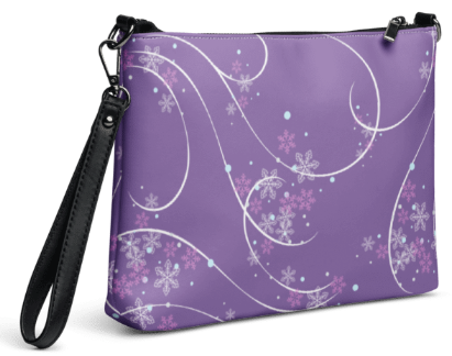 Purple Snowflake Swirl Wristlet Clutch - Elegant Art Bag - Dreamy Floral Purse - Wearable Art Clutch for Women - Feminine Gift for Her