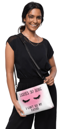 Lashes So Long I Can't See My Haters Wristlet - Wearable Art Wristlet for Women - Bold Funny Lash Print Wristlet Bag with Attitude